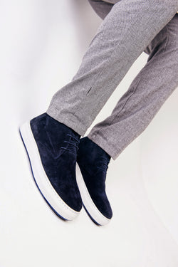 Navy suede chukka boots