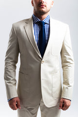 Beige Single breasted Cotton Suit