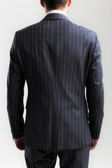 Chalk Stripe Grey Single breasted Wool Suit