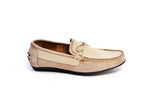 Beige leather combined driving moccasins