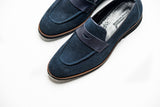 Navy Blue Suede Loafer Shoes