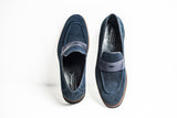 Navy Blue Suede Loafer Shoes