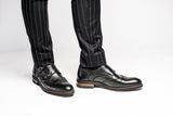 Black leather  Double Monk Strap Shoes