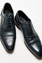 Navy blue leather oxford shoes