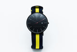 Black mesh strap minimalist watch- Yellow and Red canvas straps