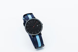 Black mesh strap minimalist watch- Blue and Red canvas straps