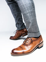 Light Brown Leather Cap toe Lace up Shoes
