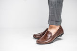 Brown Leather Moccasin Shoes