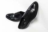 Black leather cap toe oxford shoes
