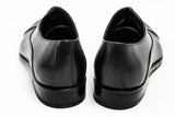 Black leather cap toe oxford shoes