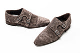 Light brown suede leather monk strap shoes