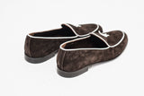 Brown suede leather belgian loafers