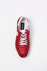 Red suede sneakers