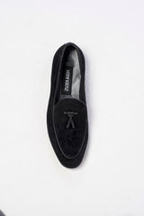 Black velvet belgian loafers