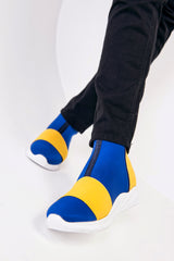 Multi color stretch fabric sock-style sneakers