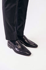 Black leather formal loafers