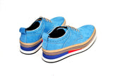 Blue nubuck lace up casual shoes