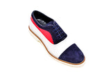 Multi color suede leather combined lace up shoes