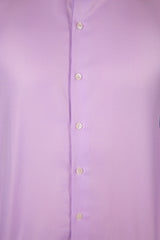 Slim-fit textured purple cutaway collar shirt