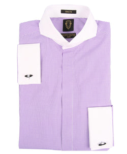 Slim-fit pink micro check winchester extreme cutaway collar shirt