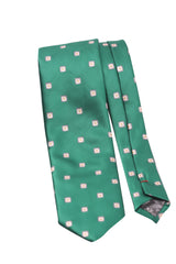 Deep green square patterned tie
