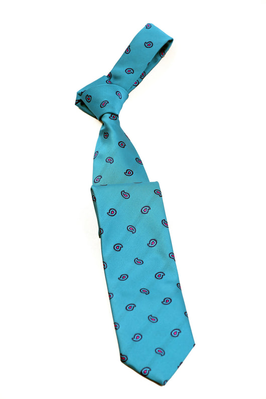 Turquoise paisley patterned tie