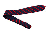 Navy blue tie with red stripes