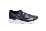 Navy blue soft leather sneakers