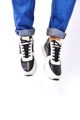 Black and white leather sneakers